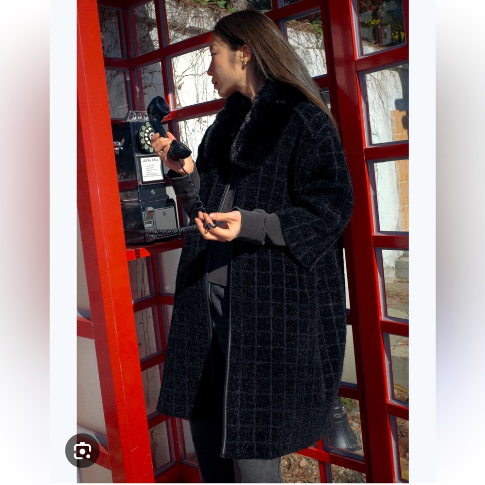 ZARA KNIT COAT WITH FAUX FUR COLLAR